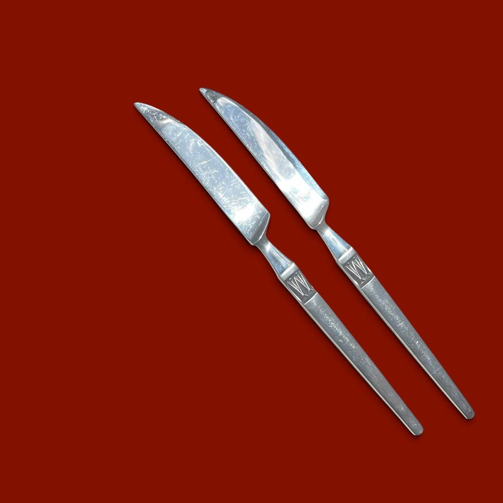 Vtg. Arthur Salm Imperial Dinner Knives Set of 2 Flatware Stainless Japan MCM